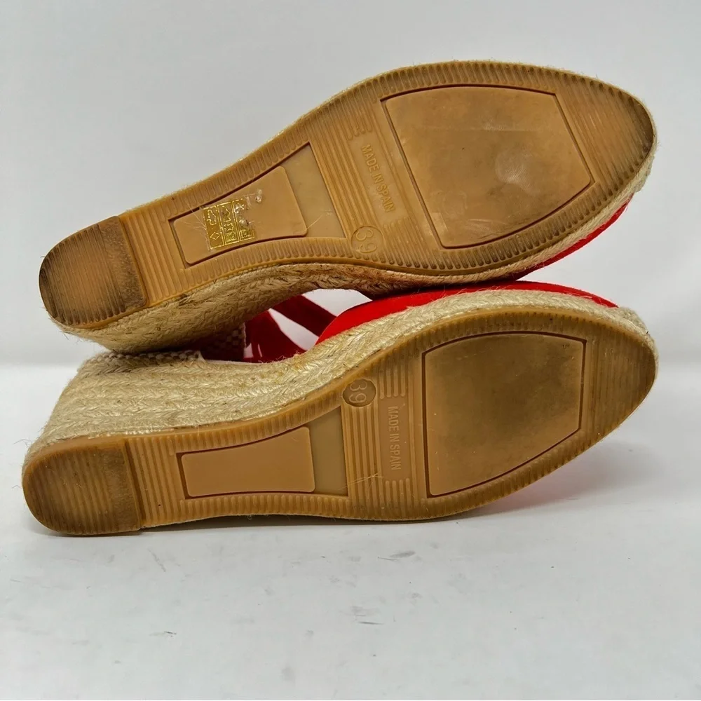 Boden Red Espadrille Wedges with Cream Accents
